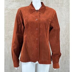 MLC Jacket Womens Large Brown Button Up Suede Leather Perforated Outdoor Western